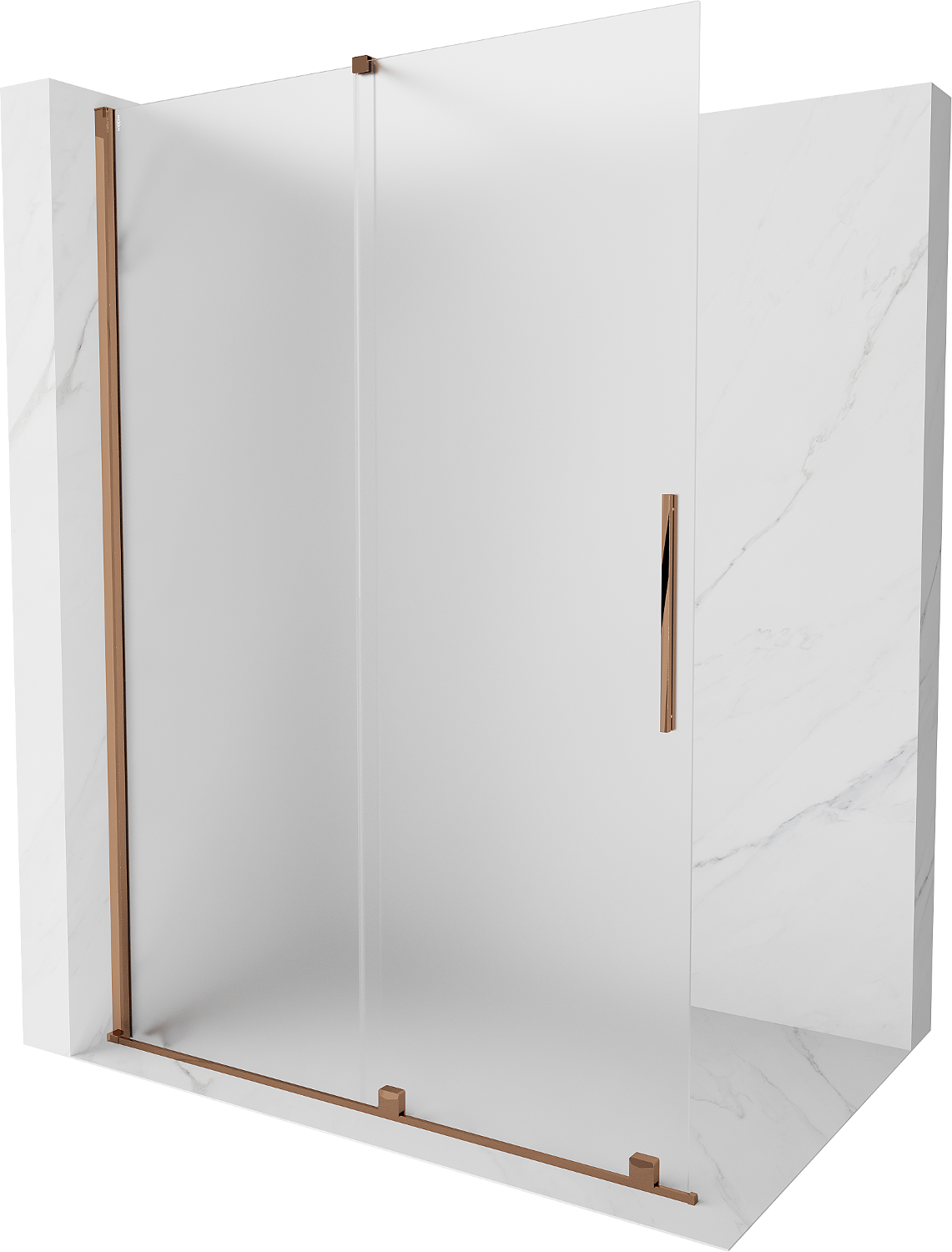 Mexen Velar Duschwand schwenkbar Walk-in 150 x 200 cm, satinierte 8 mm, roségold - 871-150-000-33-60