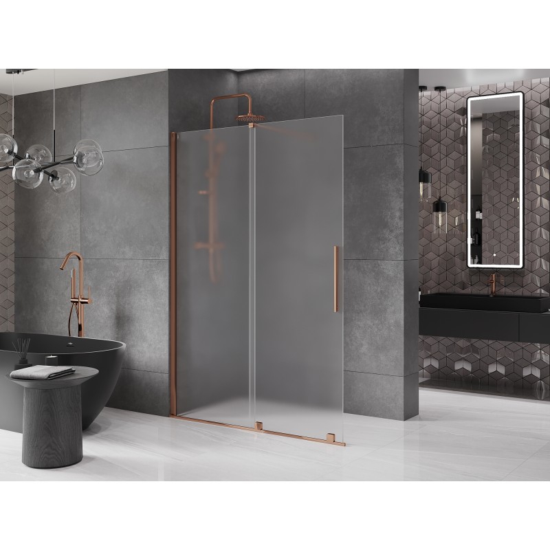 Mexen Velar begehbare Duschwand zum Schieben 160 x 200 cm, matt 8 mm, Roségold - 871-160-000-33-60