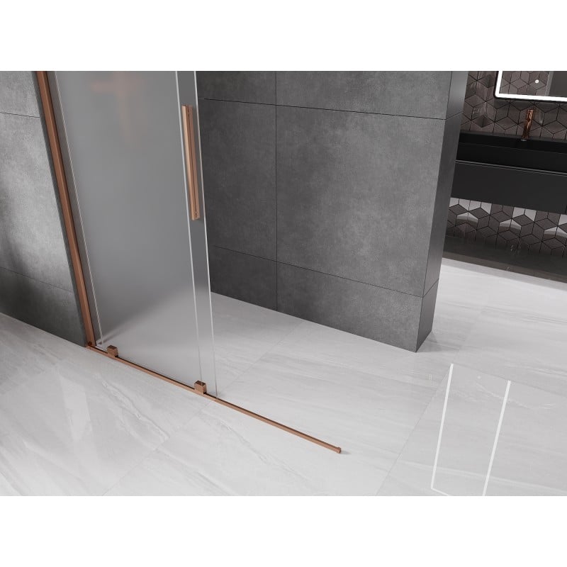 Mexen Velar Duschwand verschiebbar Walk-in 150 x 200 cm, Frost 8 mm, Roségold - 871-150-000-33-60