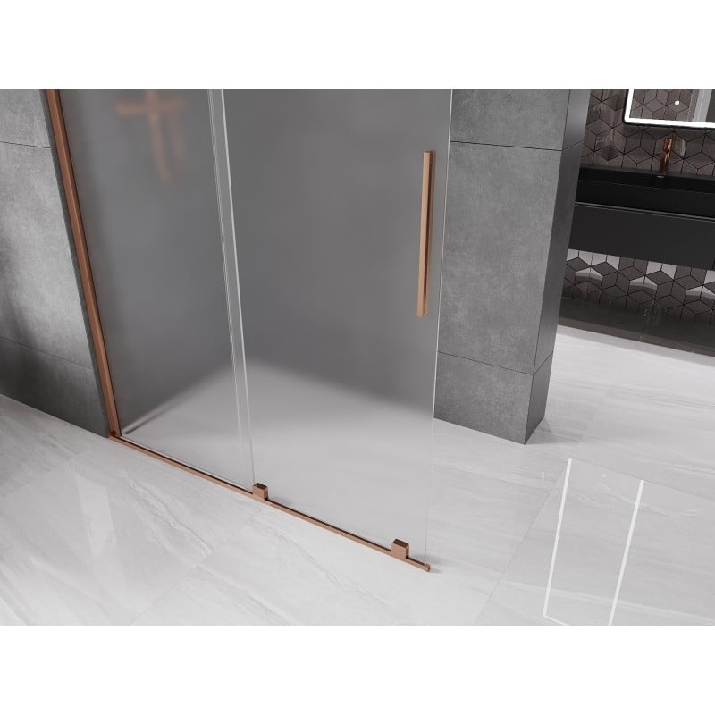 Mexen Velar Duschwand verschiebbar Walk-in 150 x 200 cm, Frost 8 mm, Roségold - 871-150-000-33-60