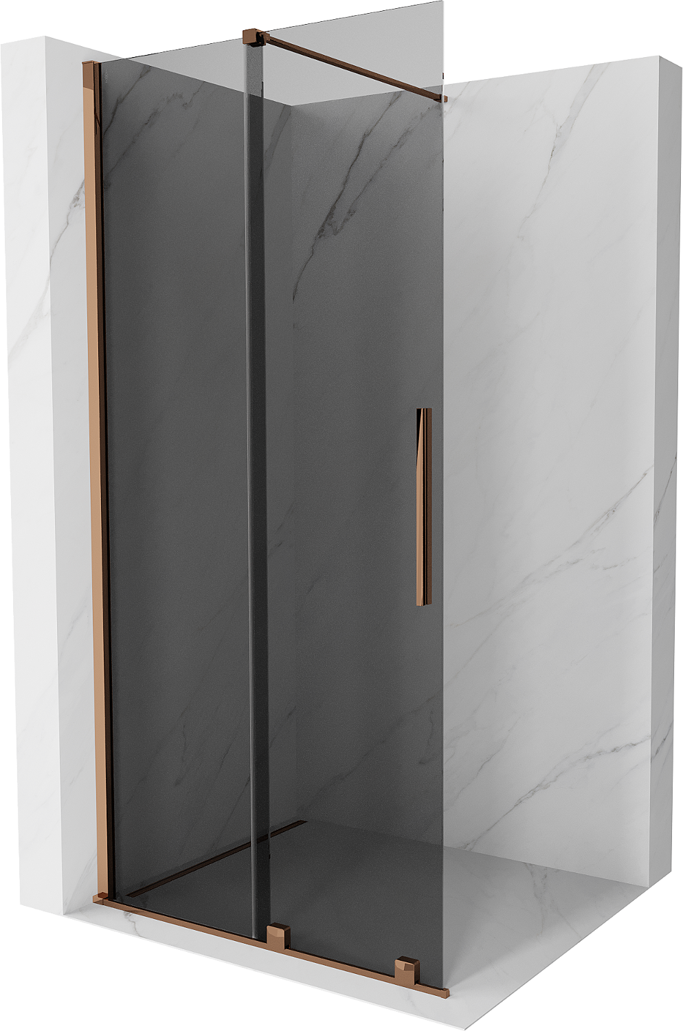 Mexen Velar Walk-in-Duschwand 75 x 200 cm, graphit 8 mm, roségold - 871-075-000-43-60