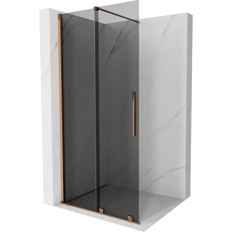 Mexen Velar Duschwand Faltbar Walk-in 70 x 200 cm, graphit 8 mm, roségold - 871-070-000-43-60