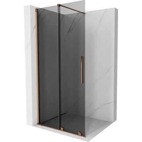 Mexen Velar Duschwand zum Schieben Walk-in 85 x 200 cm, Grafit 8 mm, roségold - 871-085-000-43-60