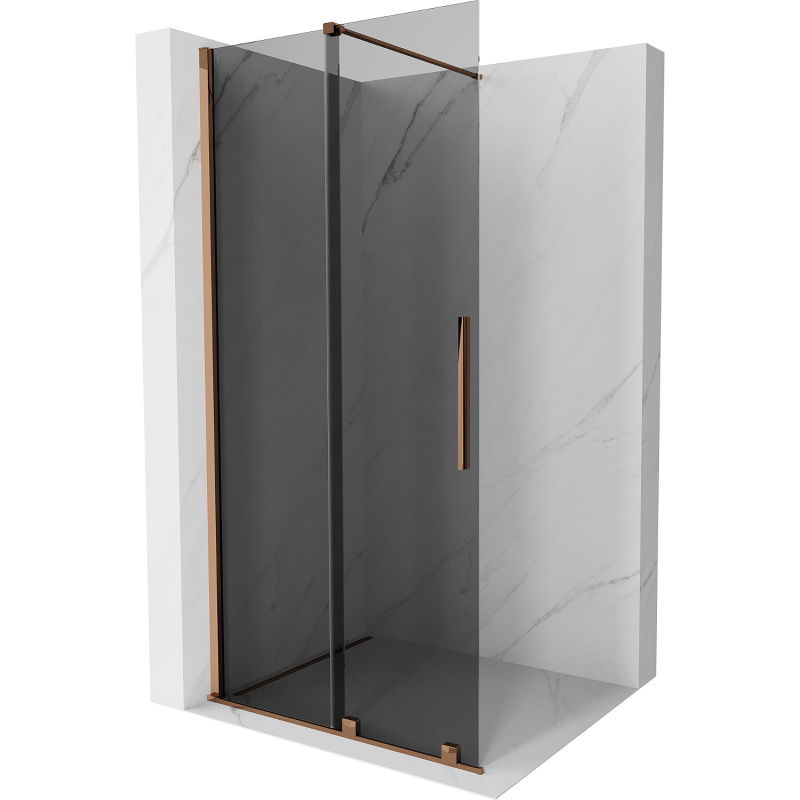 Mexen Velar Duschwand verschiebbar Walk-in 80 x 200 cm, Graphit 8 mm, Roségold - 871-080-000-43-60