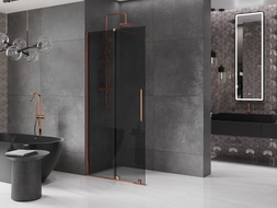 Mexen Velar Duschwand zum Schieben Walk-in 120 x 200 cm, Graphit 8 mm, Roségold - 871-120-000-43-60