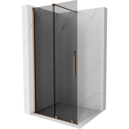 Mexen Velar Duschwand verschiebbar Walk-in 90 x 200 cm, grafit 8 mm, Roségold - 871-090-000-43-60