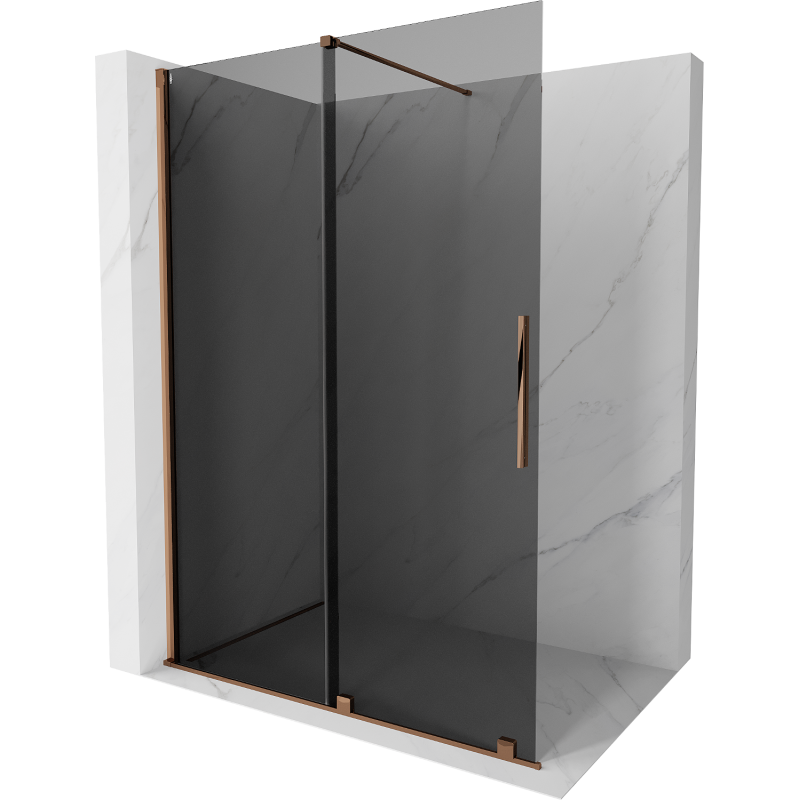 Mexen Velar Duschtür Walk-in 130 x 200 cm, graphit 8 mm, rose-gold - 871-130-000-43-60