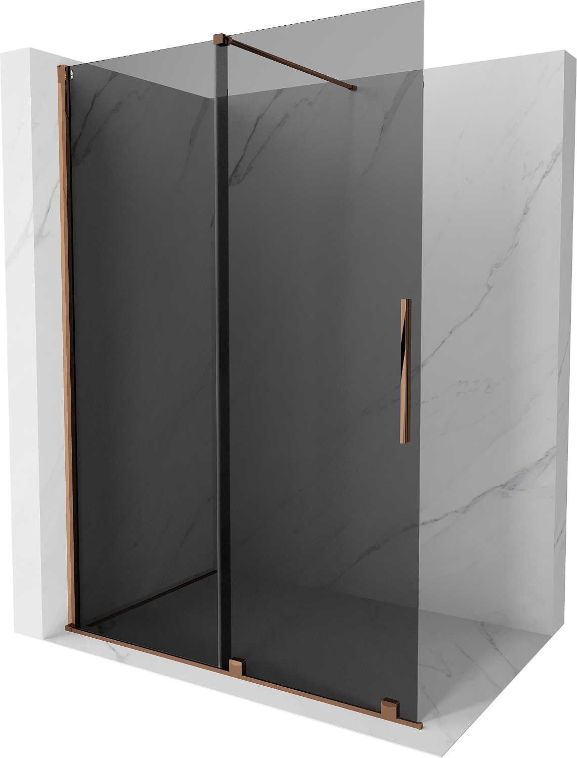 Mexen Velar Duschtür Walk-in 130 x 200 cm, graphit 8 mm, rose-gold - 871-130-000-43-60