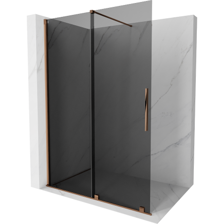Mexen Velar begehbare Duschwand zum Schieben 140 x 200 cm, graues Glas 8 mm, Roségold - 871-140-000-43-60