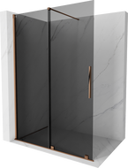 Mexen Velar begehbare Duschwand zum Schieben 140 x 200 cm, graues Glas 8 mm, Roségold - 871-140-000-43-60