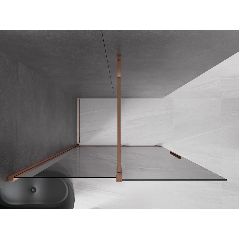 Mexen Velar begehbare Duschwand zum Schieben 140 x 200 cm, graues Glas 8 mm, Roségold - 871-140-000-43-60