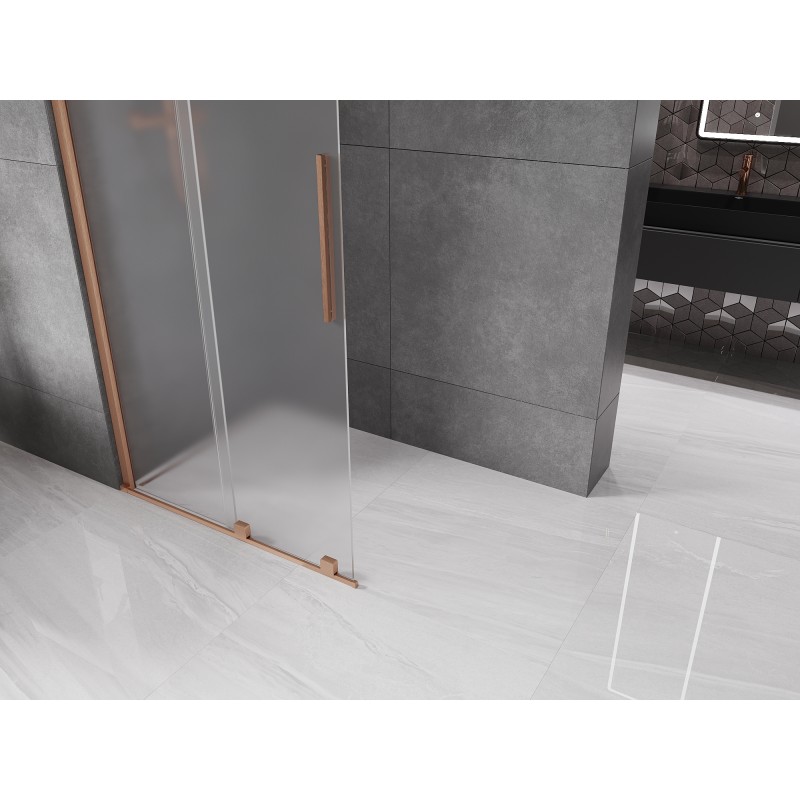 Mexen Velar Schiebeduschwand Walk-in 70 x 200 cm, mattiert 8 mm, gebürstetes Kupfer - 871-070-000-33-65