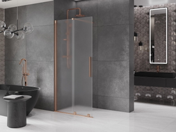 Mexen Velar Verschiebbare Walk-in-Duschwand 75 x 200 cm, mattiert 8 mm, gebürstetes Kupfer - 871-075-000-33-65