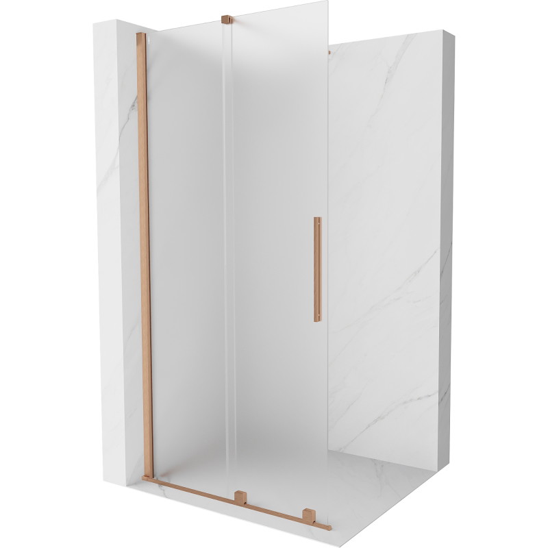 Mexen Velar Schiebeduschwand Walk-in 110 x 200 cm, Frostglast 8 mm, gebürstetes Kupfer - 871-110-000-33-65