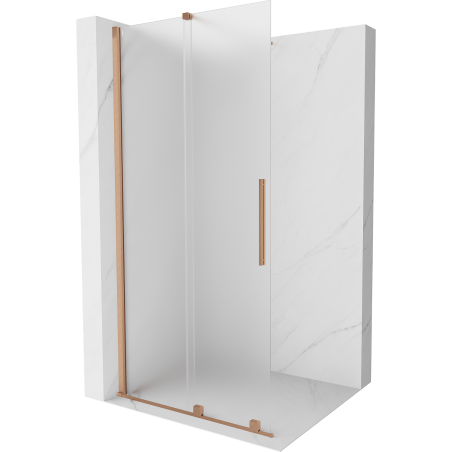 Mexen Velar Duschwand Schiebetür Walk-in 90 x 200 cm, Frost 8 mm, gebürstetes Kupfer - 871-090-000-33-65