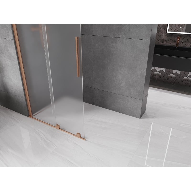 Mexen Velar verschiebbare Walk-in-Duschwand 100 x 200 cm, mattiert 8 mm, gebürstetes Kupfer - 871-100-000-33-65