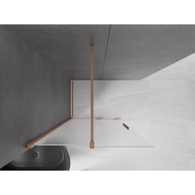 Mexen Velar Verschiebbare Walk-in-Duschwand 75 x 200 cm, mattiert 8 mm, gebürstetes Kupfer - 871-075-000-33-65