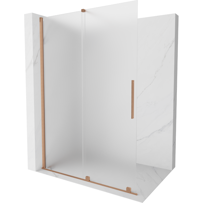 Mexen Velar Walk-in Duschwand zum Schieben 130 x 200 cm, mattiert 8 mm, gebürstetes Kupfer - 871-130-000-33-65
