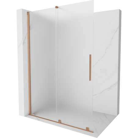 Mexen Velar Duschwand verschiebbar Walk-in 160 x 200 cm, Mattglas 8 mm, gebürstetes Kupfer - 871-160-000-33-65