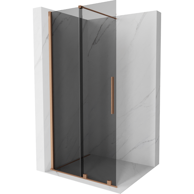 Mexen Velar Schiebetür-Duschwand Walk-in 120 x 200 cm, graphit 8 mm, gebürstetes Kupfer - 871-120-000-43-65