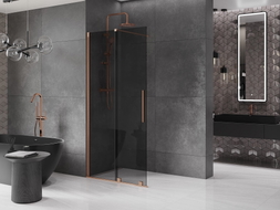 Mexen Velar Schiebetür-Duschwand Walk-in 120 x 200 cm, graphit 8 mm, gebürstetes Kupfer - 871-120-000-43-65
