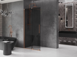 Mexen Velar Duschwand verschiebbar Walk-in 70 x 200 cm, Graphit 8 mm, gebürstetes Kupfer - 871-070-000-43-65