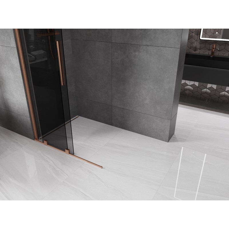 Mexen Velar Duschtrennwand verschiebbar Walk-in 110 x 200 cm, Graphit 8 mm, gebürstetes Kupfer - 871-110-000-43-65