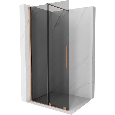 Mexen Velar Duschwand Schiebewand Walk-in 85 x 200 cm, Graphit 8 mm, gebürstetes Kupfer - 871-085-000-43-65
