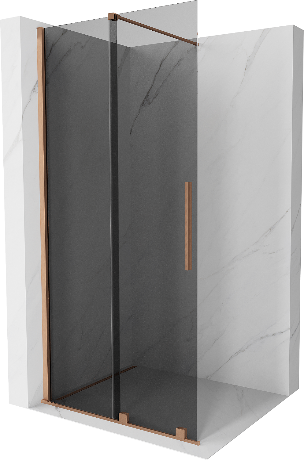 Mexen Velar Walk-in Duschwand 85 x 200 cm, grafit 8 mm, gebürstetes Messing - 871-085-000-43-65