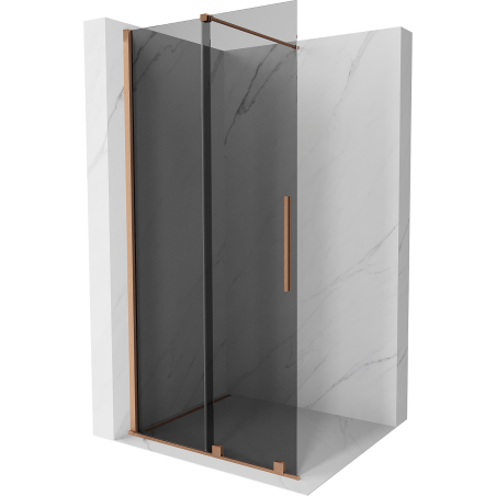 Mexen Velar Walk-in Duschwand 100 x 200 cm, Graphit 8 mm, gebürstetes Kupfer - 871-100-000-43-65