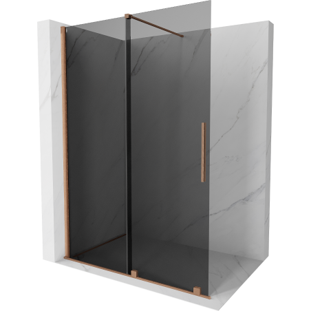 Mexen Velar Duschwand zum Schieben Walk-in 140 x 200 cm, graphit 8 mm, gebürstetes Kupfer - 871-140-000-43-65