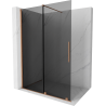 Mexen Velar Schiebeduschelement Walk-in 160 x 200 cm, Graphit 8 mm, gebürstetes Kupfer - 871-160-000-43-65