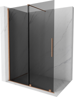 Mexen Velar Schiebeduschelement Walk-in 160 x 200 cm, Graphit 8 mm, gebürstetes Kupfer - 871-160-000-43-65