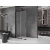 Mexen Velar Duschwand Schiebetür Walk-in 75 x 200 cm, satiniert 8 mm, schwarz - 871-075-000-33-70