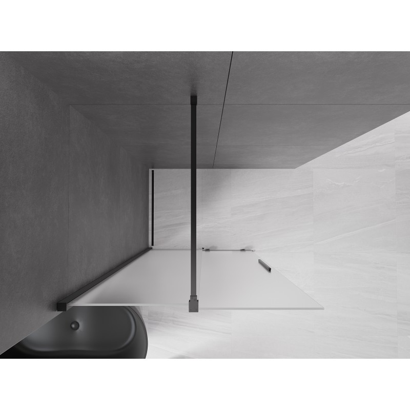 Mexen Velar Duschwand Schiebetür Walk-in 75 x 200 cm, satiniert 8 mm, schwarz - 871-075-000-33-70