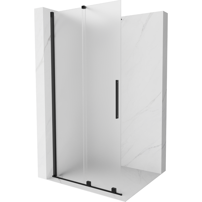Mexen Velar Duschwand Schiebetür Walk-in 120 x 200 cm, Milchglas 8 mm, Schwarz - 871-120-000-33-70