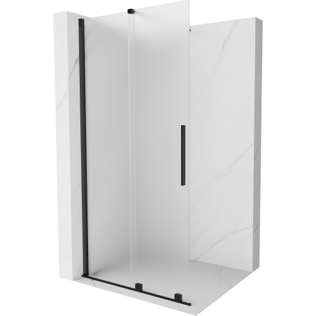 Mexen Velar Duschwand Schiebetür Walk-in 120 x 200 cm, Milchglas 8 mm, Schwarz - 871-120-000-33-70