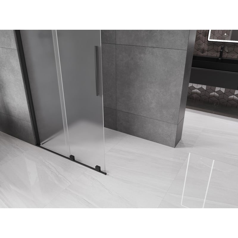 Mexen Velar Duschwand zum Schieben Walk-in 80 x 200 cm, Frostglas 8 mm, schwarz - 871-080-000-33-70