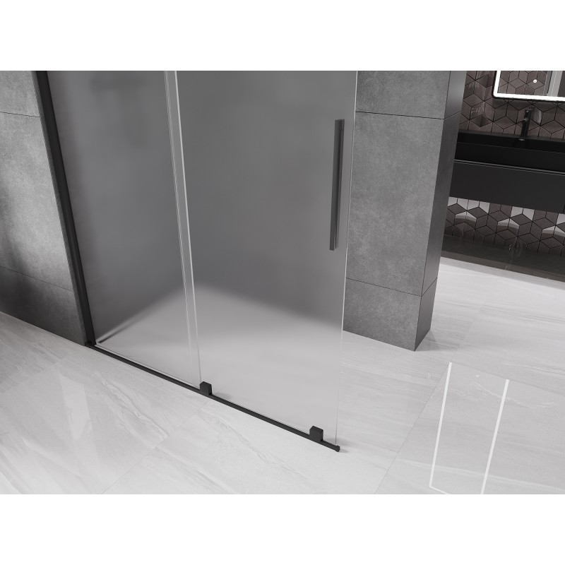 Mexen Velar verschiebbare Walk-In-Duschwand 130 x 200 cm, matt 8 mm, schwarz - 871-130-000-33-70