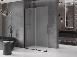 Mexen Velar Schiebedusche Walk-in 150 x 200 cm, Milchglas 8 mm, schwarz - 871-150-000-33-70