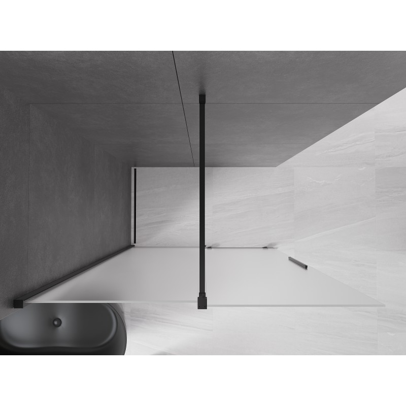 Mexen Velar Duschwand zum Schieben Walk-in 140 x 200 cm, matt 8 mm, schwarz - 871-140-000-33-70