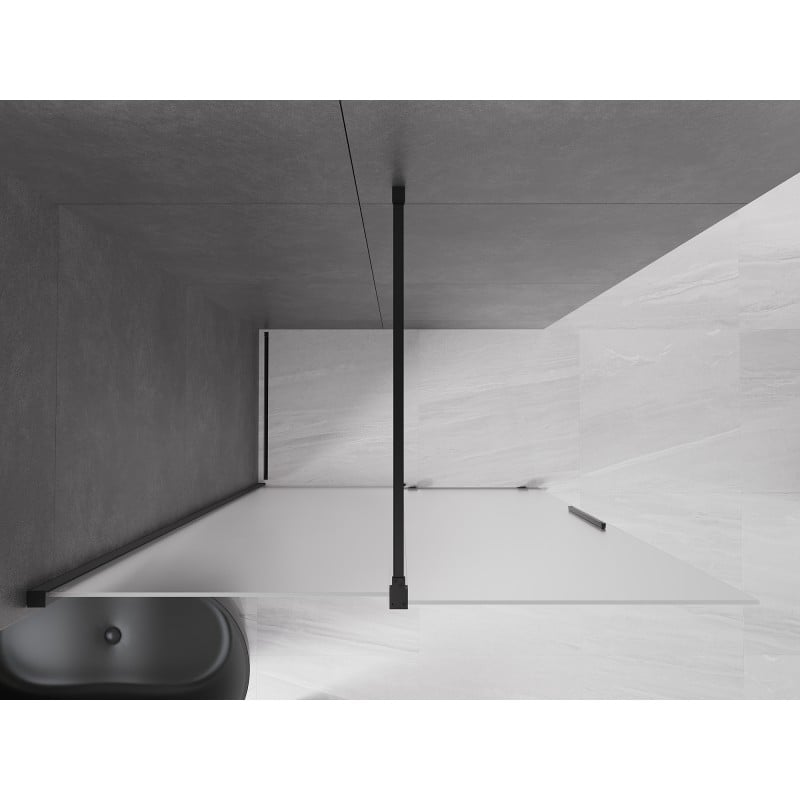 Mexen Velar verschiebbare Walk-In-Duschwand 130 x 200 cm, matt 8 mm, schwarz - 871-130-000-33-70