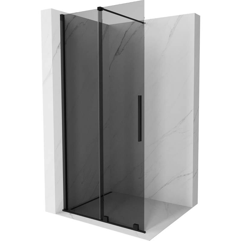 Mexen Velar Duschwand verschiebbar Walk-in 85 x 200 cm, Graphit 8 mm, Schwarz - 871-085-000-43-70