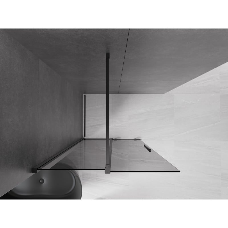Mexen Velar Duschwand verschiebbar Walk-in 85 x 200 cm, Graphit 8 mm, Schwarz - 871-085-000-43-70