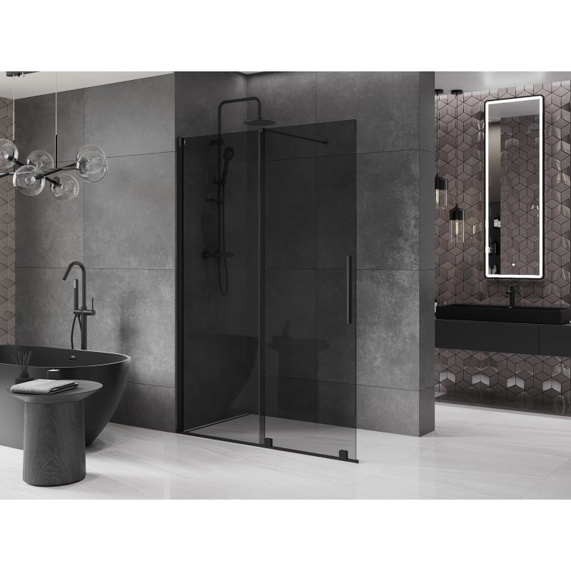 Mexen Velar Schiebedusche Walk-in 130 x 200 cm, Graphit 8 mm, Schwarz - 871-130-000-43-70