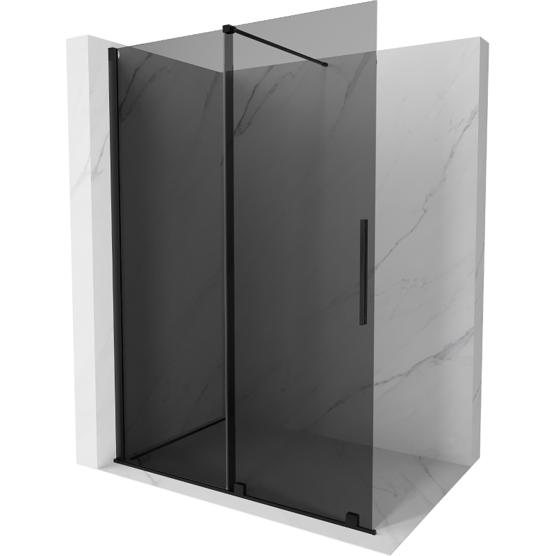 Mexen Velar Duschwand Schiebetür Walk-in 160 x 200 cm, graphit 8 mm, schwarz - 871-160-000-43-70