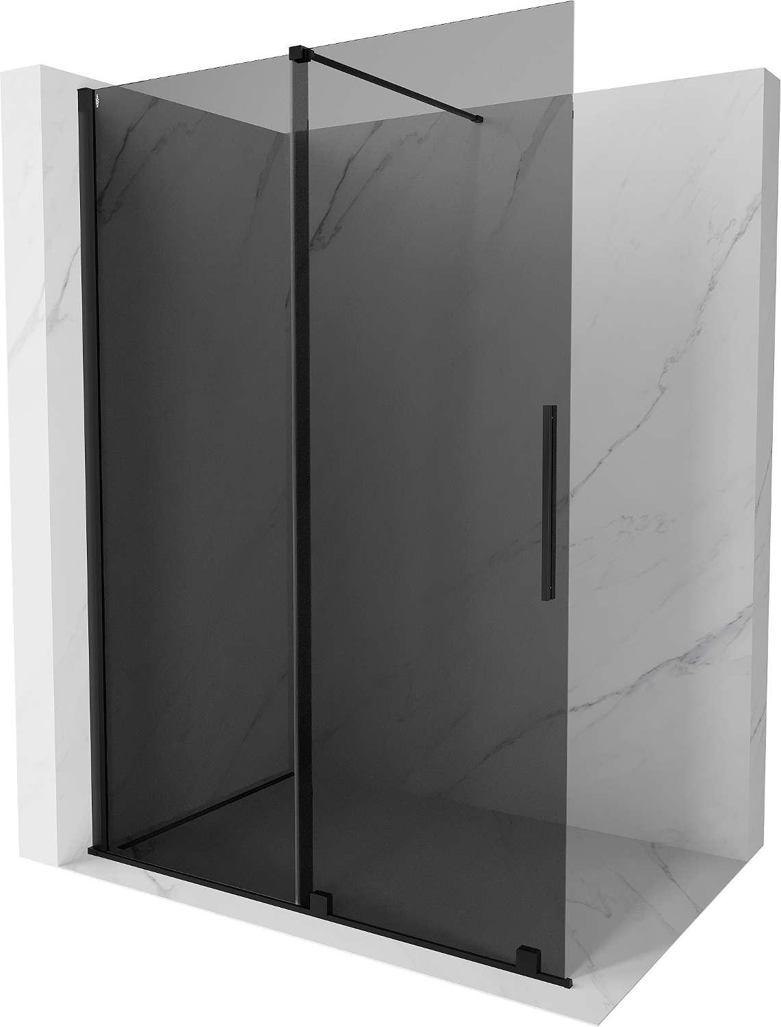 Mexen Velar Duschwand Walk-in 160 x 200 cm, graues 8 mm Glas, schwarz - 871-160-000-43-70