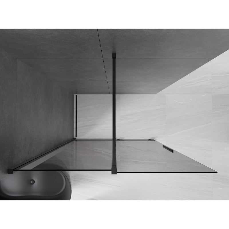 Mexen Velar Duschwand zum Schieben Walk-in 150 x 200 cm, Grafik 8 mm, schwarz - 871-150-000-43-70