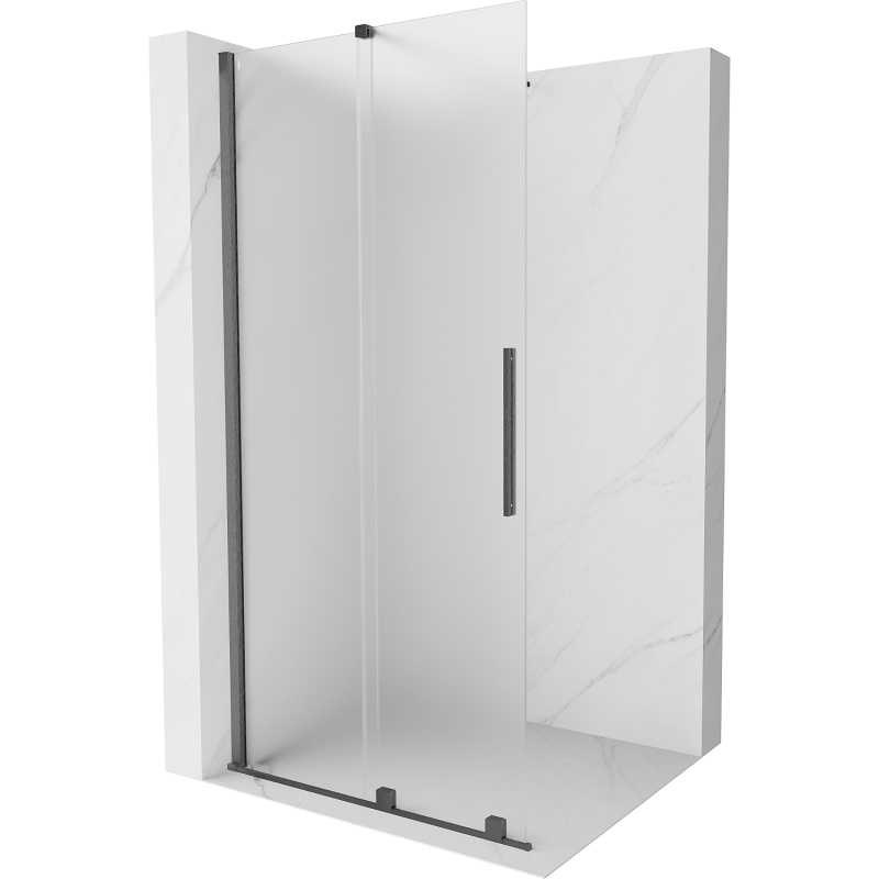 Mexen Velar Duschwand, Schiebetür, Walk-in 70 x 200 cm, 8 mm Mattglas, gebürstetes Gun Gray - 871-070-000-33-66