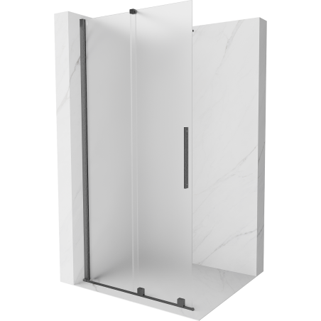 Mexen Velar Duschwand, Schiebetür, Walk-in 70 x 200 cm, 8 mm Mattglas, gebürstetes Gun Gray - 871-070-000-33-66
